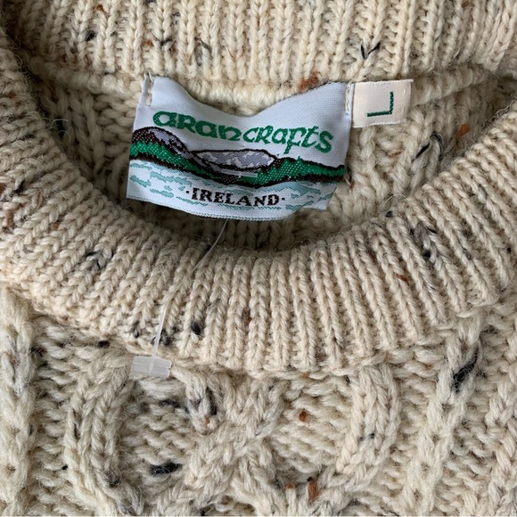 NWOT Aran Crafts Ireland Wool Cable Knit fisherman’s Pullover Sweater, Large - Picture 8 of 10